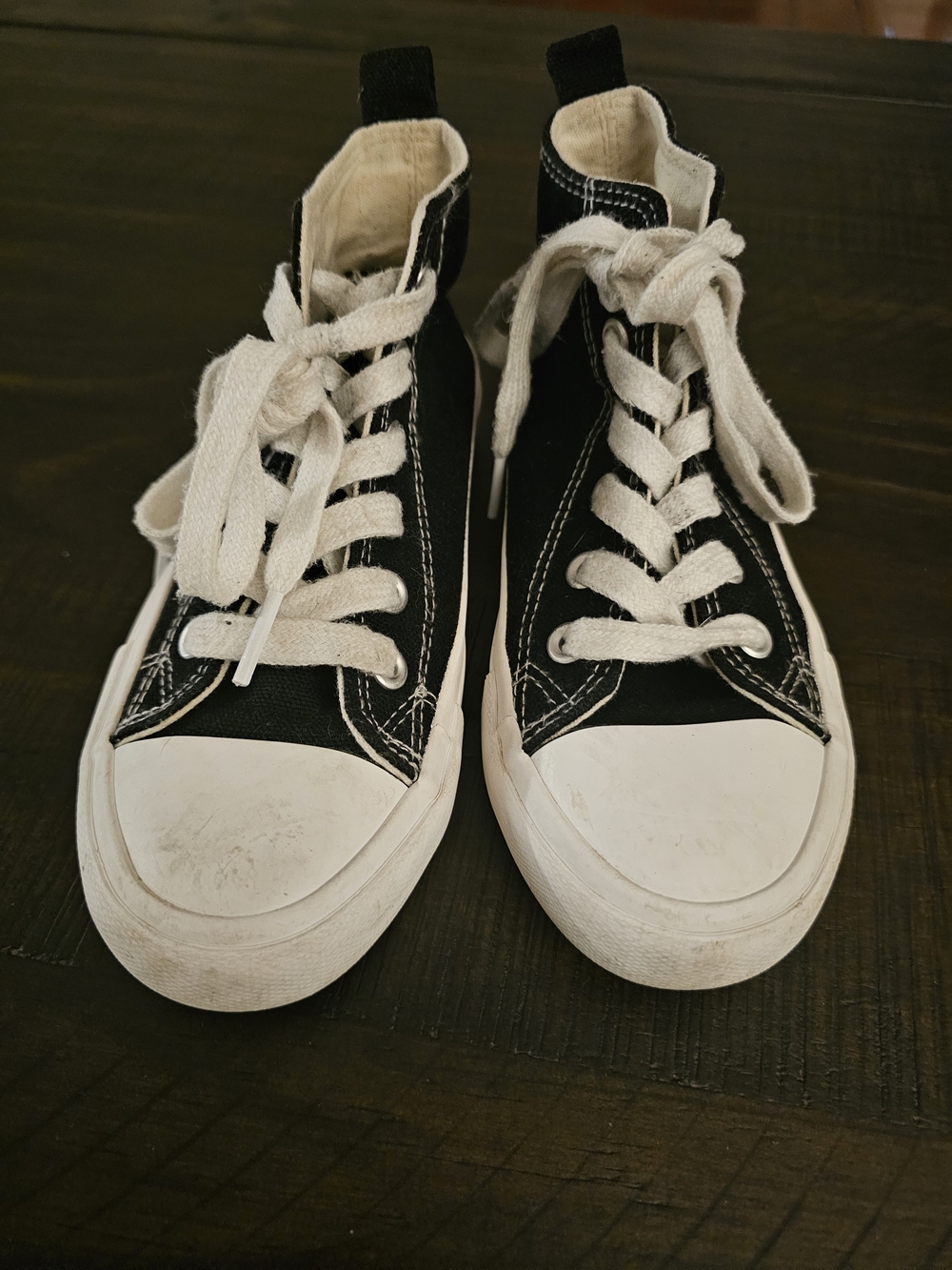 Kids Black High-Top Canvas Sneakers with White Accents